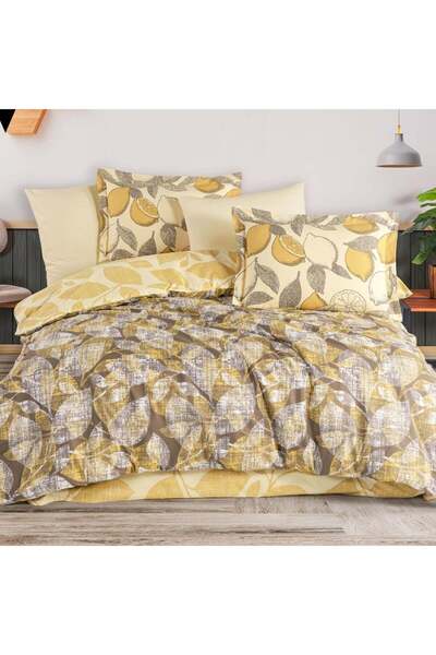 Hobby home collection Calisse Sarı - Poplin Çift Kişilik Nevresim Takımı