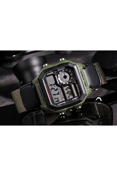 Casio World Time Digital Men's Watch AE-1200WHB-3BV Series International Model, Green