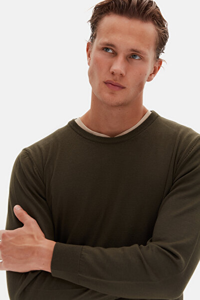 D'S Damat Ds Damat Regular Fit Khaki Plain Knit Sweater