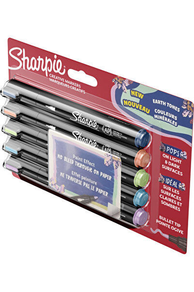 Sharpie Set of 5 Creative Marker markers, acrylic, earth tones colors, round tip