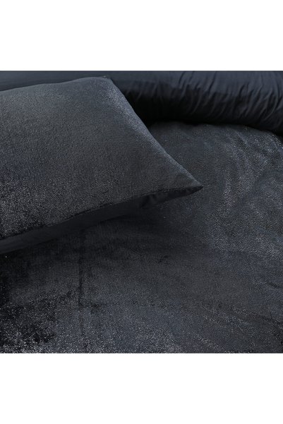 Sleeptime Lenjerie de pat, Sleeptime, pentru 2 persoane, Flanelă, Neagră, 200x240 cm