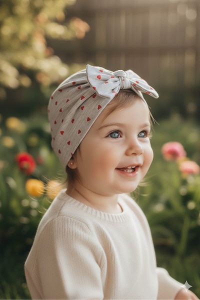 Babygiz Kız Çocuk %100 Pamuklu Esnek Penye Fiyonk Detaylı Bone Bere