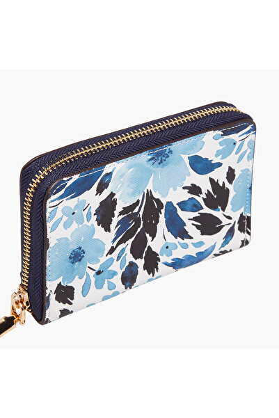 SASHA Floral Print Zip Around Wallet with Zip Closure