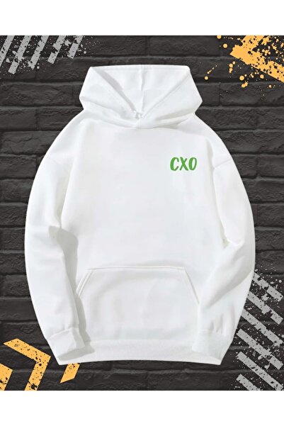 OEM Men's Hoodie with Front-Back Print, CXO Toxic Hustle, Cotton, White, XXL INTL