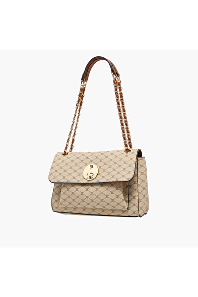 Bessie London Printed Satchel Bag with Twist Lock Closure