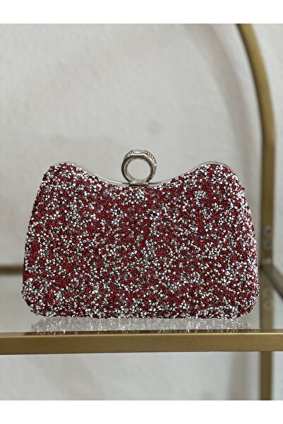 the ASEL İNCİ Red Evening Dress Bag with Stone Detail