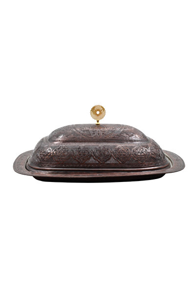ANTEPSEPETİ Antique Copper Cornered Presentation Plate (40 cm)
