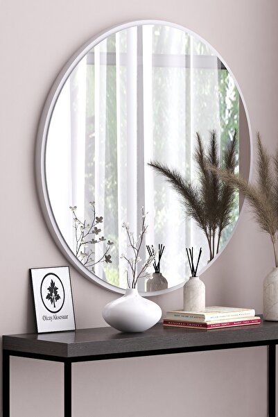 Arvessohome Beyaz 33cm Çaplı Yuvarlak Antre Hol Koridor Duvar Salon Mutfak Ba...