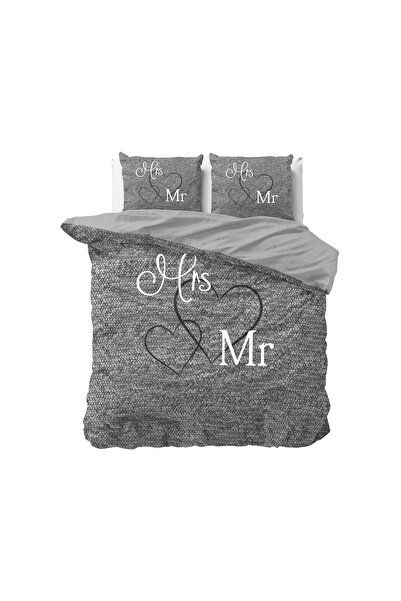 Sleeptime Set lenjerie pat premium - OEKO-TEX® Standard 100, Gri, Bumbac, 135 x 200 cm, Origine Olanda