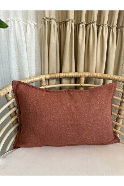 Decamor home Brick Color Linen Textured Throw Pillow Cover 1 Piece