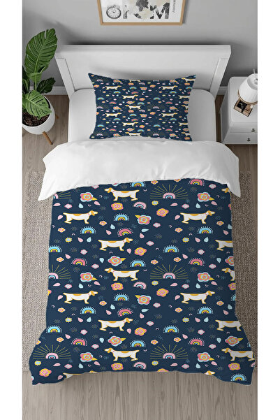 GREENDECOR Rainbow Dogs Patterned Digital Printed Single Modern Children's Du...