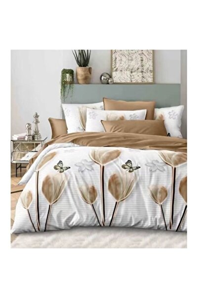 Evia Home Double Bed Linen Set from Finet with 4 Pillow Cases, Evia Home, Brown Tulip