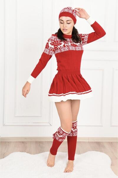 Welike Women's Christmas knitted set, Monica Red