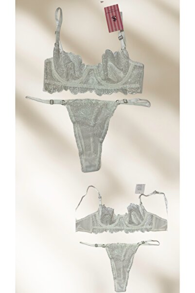 love secret طقم ملابس داخلية من الدانتيل والتول مع حمالة صدر
