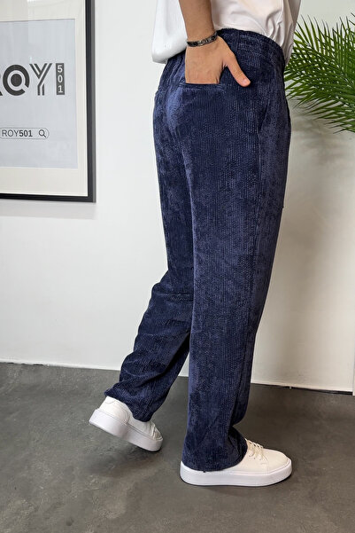 ROY501 Men's Corduroy Baggy Pants Men's Ribbed Corduroy Baggy Pants Pleated Wide Leg Corduroy Pants