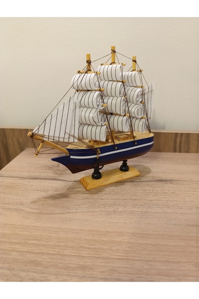 BalıkHediyelik YELKENLİ AHŞAP GEMİ-DEKORATİF-MDL 1005-20 CM