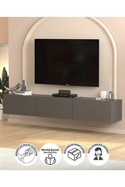 Bofigo TV Ünitesi TV Sehpası Düşer Kapaklı Tv Ünitesi Televizyon Sehpası 180 Cm Marvel Antrasit