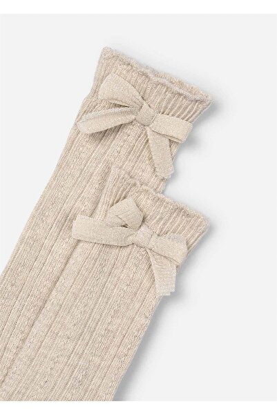 MAYORAL Girl's Ribbon Long Socks Beige 10055