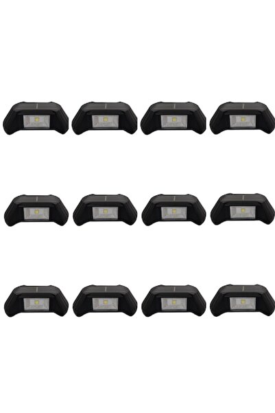 K KATHODE Set de 12 lămpi solare cu încărcare pentru pereți, scări, garduri, lumină albă rece, senzor de lumină, IP65, 2 Si