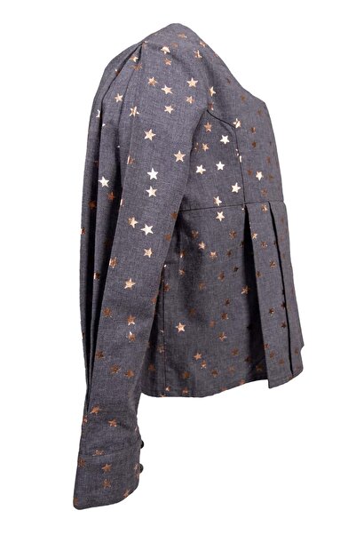 Ozmoz By Mukadder Özden 100% Cotton Gilding Printed Anthracite Winter Girl's Blouse