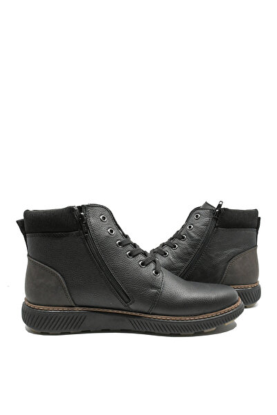Rieker Classic Men's Textured Black Leather Boots