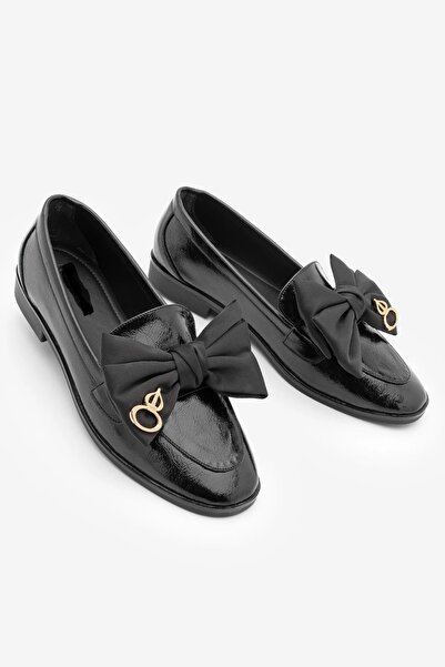akerler Women's Black Bow Loafer Mhj78