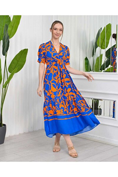 CİXAPLE Φόρεμα από βισκόζη με μοτίβο με μισό μανίκι