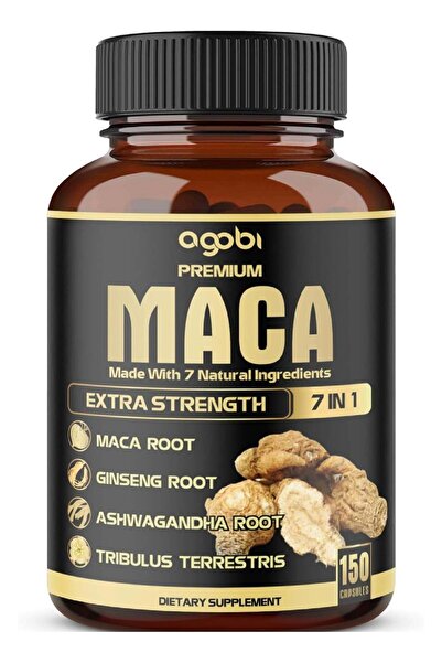 agobi ماكا إكسترا سترينث 7 في 1، جذر الماكا، جذر الجينسنغ، 150 كبسولة