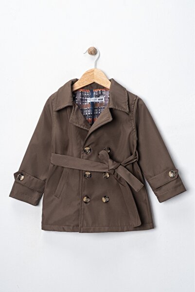 Seramis معطف ترينش للأولاد – أسود-بيج-كاكي - معطف مقاوم للماء مع حزام وأزرار ...