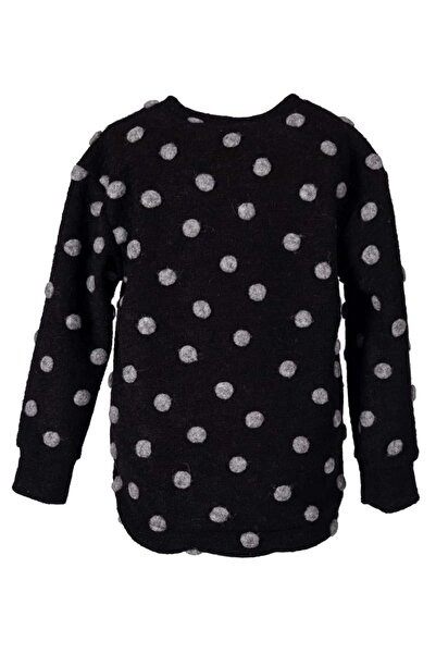 Ozmoz By Mukadder Özden Black Winter Girls' Sweatshirt with Pompom