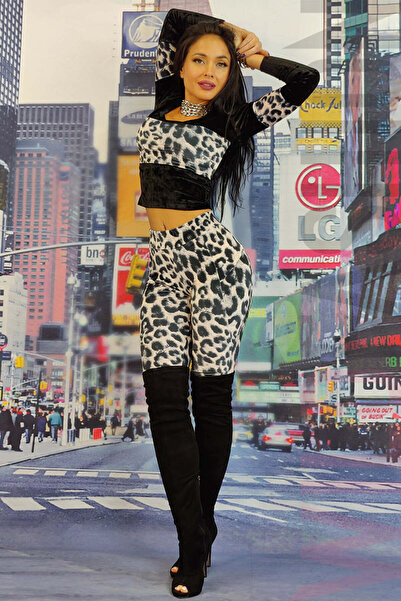 WildFashion Tinuta pantaloni mulati si bluza cu model animal print D697RR-9911