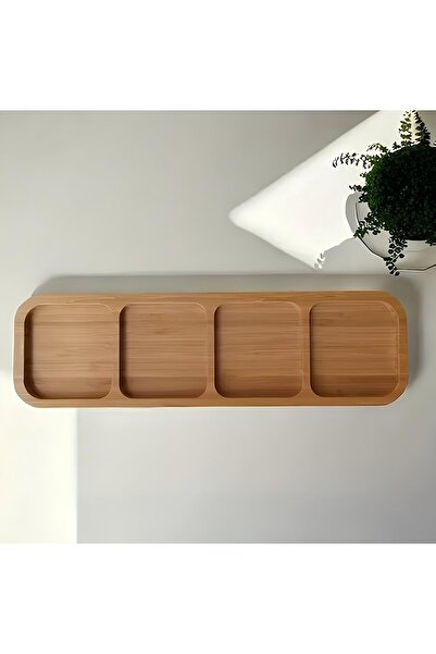 YAZICI Bambu Bölmeli Çerezlik / Sunumluk Özel Seri 30X10X1,9CM 4 Bölmeli