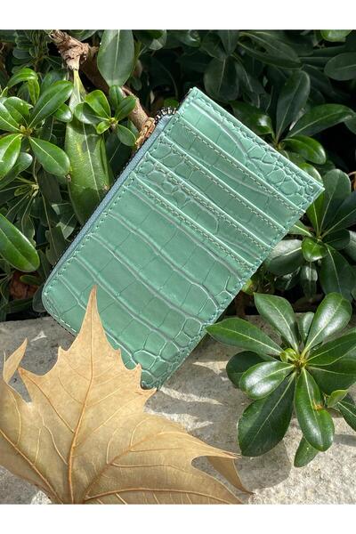 SÜNELA L Zipper-Shaped Croco-Patterned Card Holder Wallet