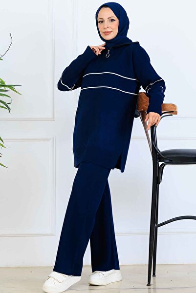 benguen Сетка з коміром на блискавці та стрічкою S1050 Синя