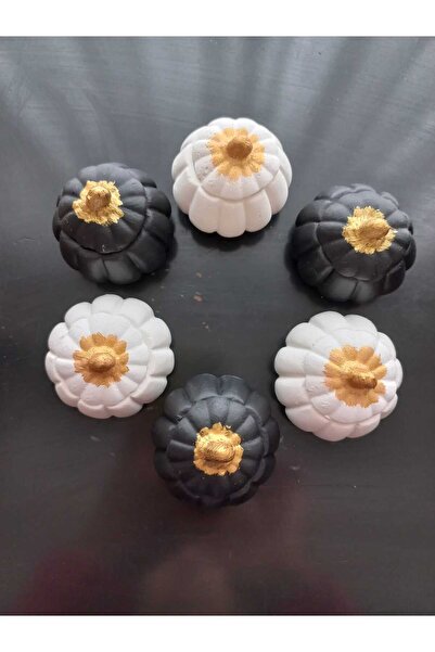 emilysamy Mini Balkabağı 6'lı Lokumluk, Kahve Yanı Sunumluk Siyah Beyaz Dekor...