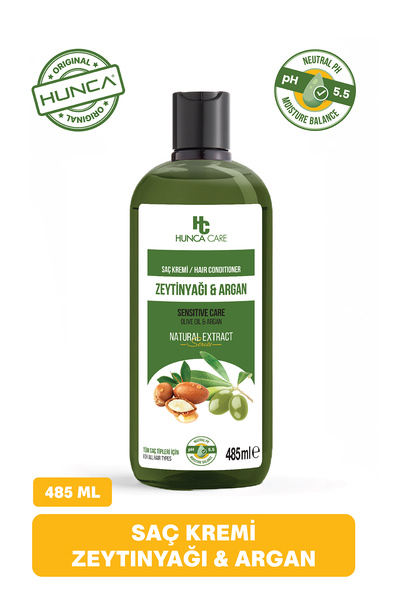 Hunca Care Zeytinyağlı ve Argan Yağlı Dökülme Karşıtı Saç Bakım Seti ( Şampuan 485 ml + Saç Kremi 485 ml)