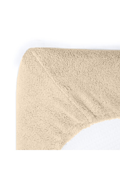 Sleeptime Cearsaf de pat pufos cu elastic -Teddy Taupe 160 x 200 - Origine Olanda