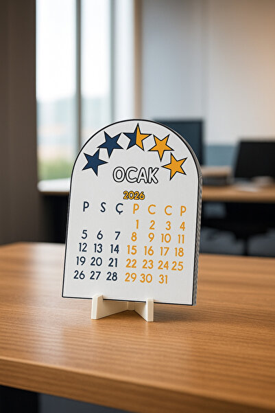 HOBİREYON 2026 Takvim - Taraftar Masaüstü Takvim- Standlı Takvim (Sarı Lacivert) 120x80 mm