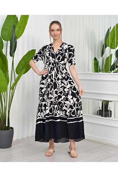 CİXAPLE Φόρεμα από βισκόζη με μοτίβο με μισό μανίκι