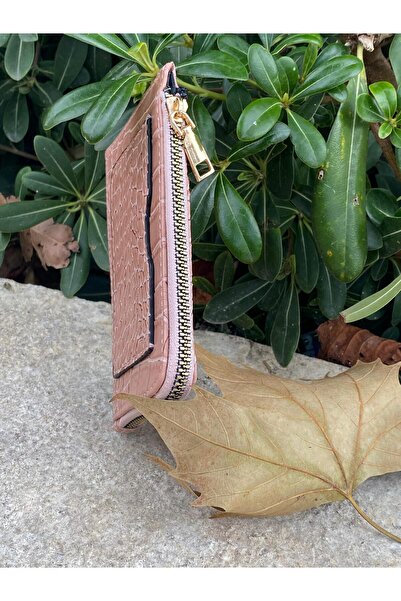 SÜNELA L Zipper-Shaped Croco-Patterned Card Holder Wallet