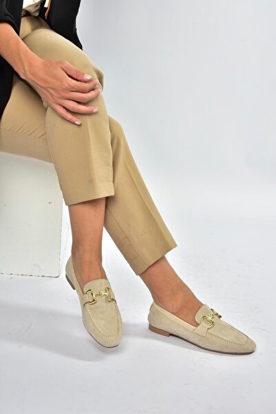 Fox Shoes V780161202 Pantofi de damă casual din piele intoarsa bej