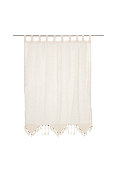 Valentini Bianco Perdea din bumbac 100% cu ciucuri și broderie, dimensiune 140x180cm - PR005