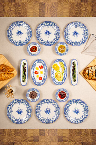 Fecra Majestic Blue 14 Parça Kahvaltı Takımı