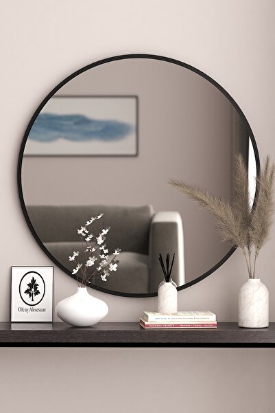 Arvessohome 33 cm Çaplı Yuvarlak Ayna Antre Hol Koridor Duvar Aynası Salon Mu...