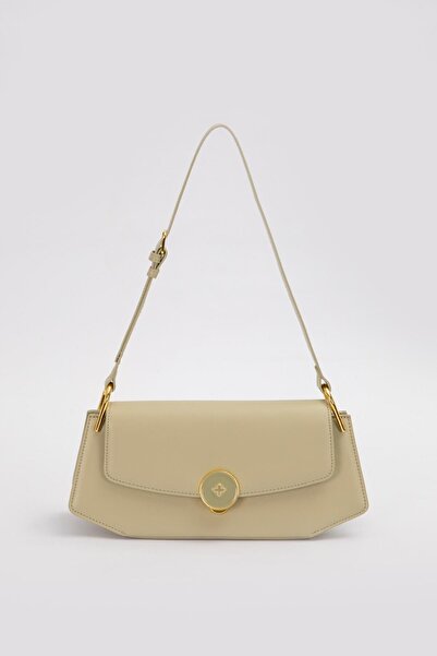 Levidor Преміальна овальна сумка через плече із золотими аксесуарами, зелена