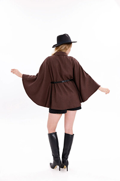 beeke Kless Women's Waist Belted Cashmere Poncho New Season Stylish Oversize Trend 2025