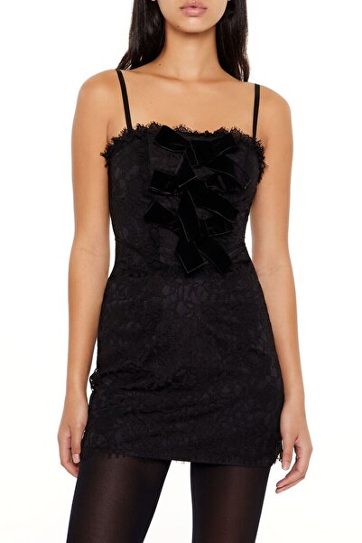 Forever 21 Dantel ve Fiyonk Detaylı Mini Elbise