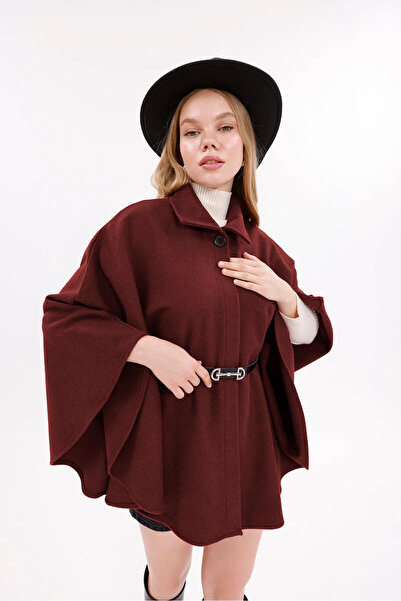 LİMABEL Lima Women's Waist Belted Cashmere Poncho New Season Stylish Oversized Trend