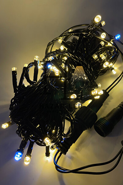 Hazar Led 10 Metre Gün Işığı Beyaz Flaş Çakar İp Led Yılbaşı Süsü IP65 Dış Mekan Eklenebilir Siyah Kablolu Dek