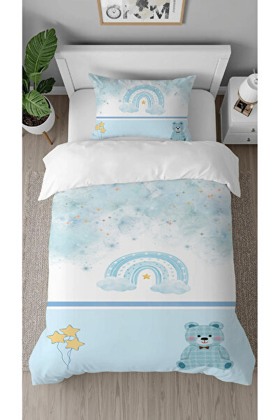 GREENDECOR Rainbow Teddy Bear Stars Patterned Digital Printed Single Children...